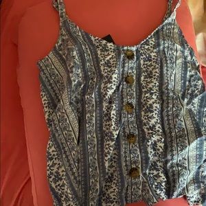 hollister blue and white blouse tank